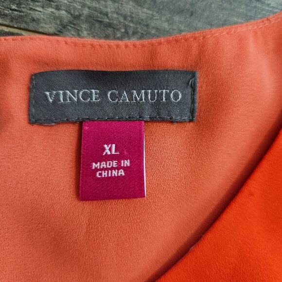 Vince Camuto Top Womens XL Two-Toned Orange Asymmetric Lagenlook Layered Tiered - Picture 9 of 14